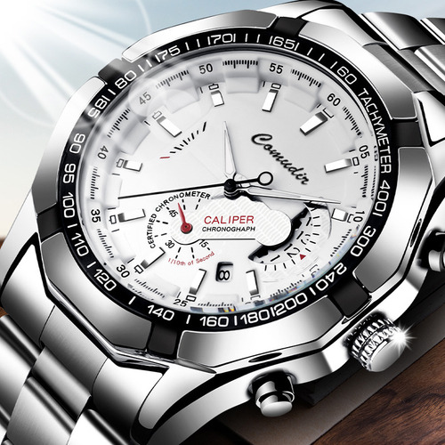 Reloj Para Hombre Con Correa De Acero Luminoso Impermeable