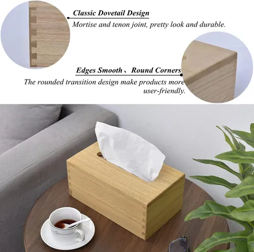 Caja Rectangular Pañuelos De Madera, Dispensador De Pa...