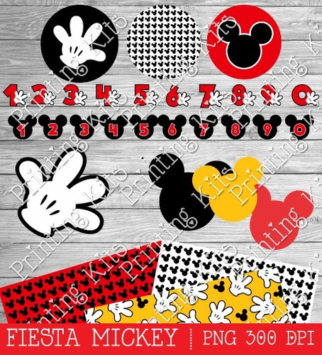 2x1 Kit Papel Digital Fondos Mickey Mouse, Clipart, Png