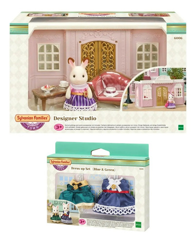 Muñecos Combo Estudio Diseño +  Vestidos Sylvanian Families 