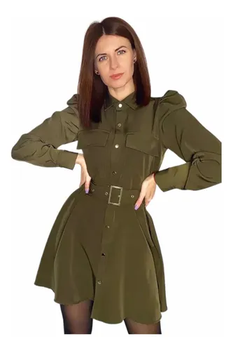 Vestido camisa store verde militar