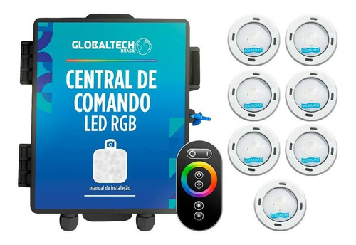 Kit 7 Led Rgb Piscina Colorido Cob Sodramar + Central Touch 110V/220V