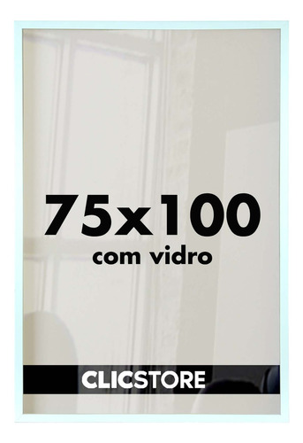  Moldura 75x100 Quadro Vidro Poster Foto Parede Arte Imagem Cor Branco Liso 