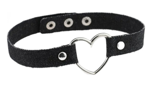 Choker Collar Corazón Tipo Jeans Mezclilla Chicas Cute