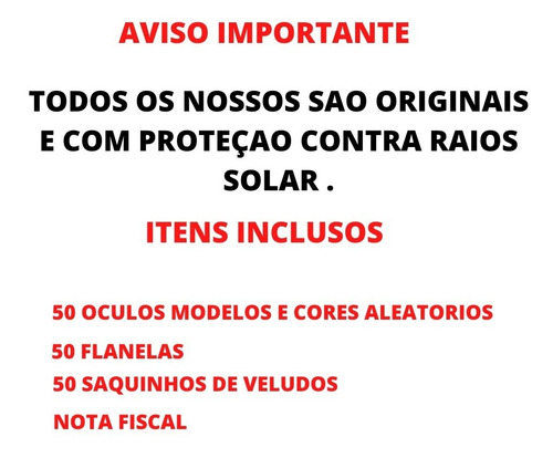 Imagem 5 de 10 de Kit Oculos De Sol Para Revenda No Atacado Unissex Original