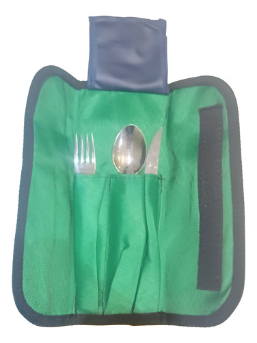 Estuche Para 3 Cubiertos Cuchillo , Tenedor Y Cuchara Color Verde
