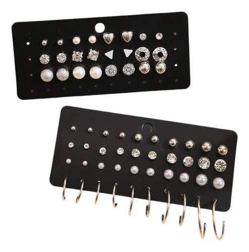 Kit 32 Pares Brinco Prateados Perola Argolas Strass Variados
