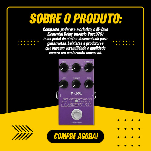 Pedal Delay Digital M-vave Elemental Vave975 9 Efeitos