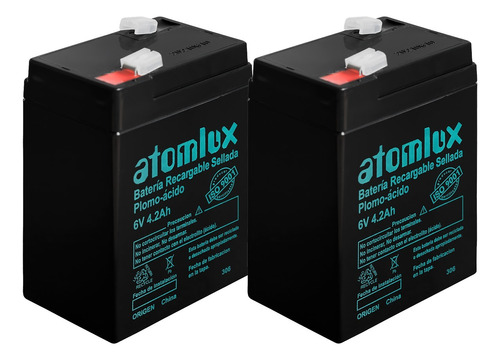 Bateria Atomlux Pack X 2 Gel 6v 4,2ah Recargable Luz Ups 