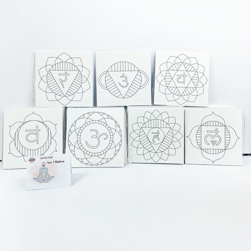 Mandalas Cuadros 7 Chakras 23x23 Cm + Guía Para Pintar