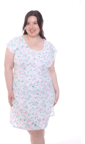 Imagen 5 de 6 de Camisón Talles Super Grandes Manga Corta Mujer Verano