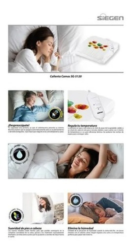 Imagen 3 de 3 de Calienta Cama Siegen Sg-5120d4 1 Plaza (150 X 80 Cms)