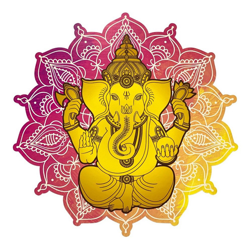 Cuadro Decorativo Dios Hindu Ganesha Mandala Mdf 6mm