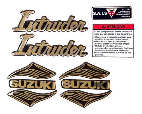 Kit Adesivos Suzuki Intruder 125 Emblema Resinado Completo It002 Fgc - Frete Gratis