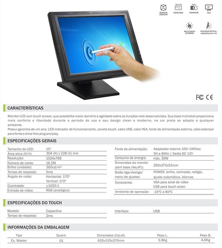 Imagem 7 de 8 de Monitor Touch K-mex Lp-1503 Automação