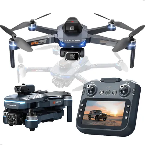 Drone Gt8 Profissional 4k Tela No Controle 2 Baterias E Bag Cinza