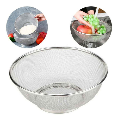 Escorredor Inox 25cm Para Arroz Feijão Massas Frutas Legumes