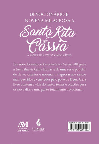 Devocionário E Novena Milagrosa A Santa Rita De Cássia