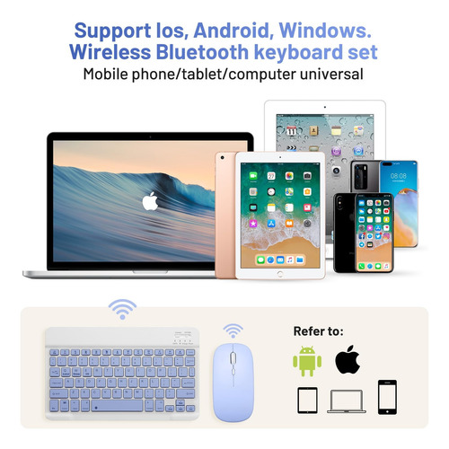 Kit Teclado + Mouse Para iPad Tablet Celular Pc Bluetooth