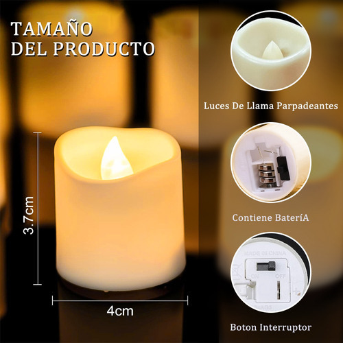 24 Velas Led Lightdot Efecto Llama Simulada Con Pilas