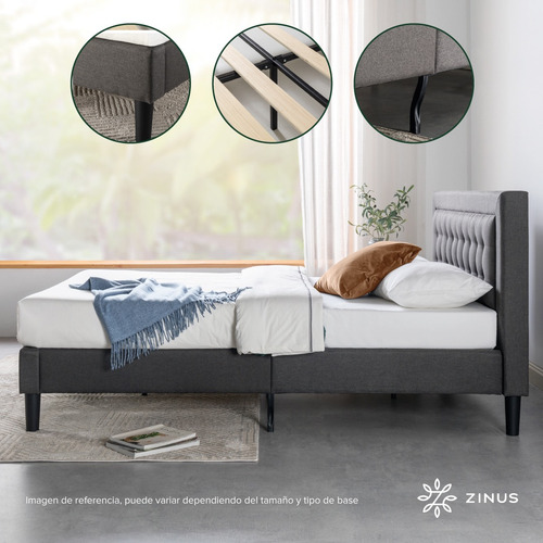 Zinus Dachelle Base De Cama Matrimonial Con Cabecera Y Tapiz