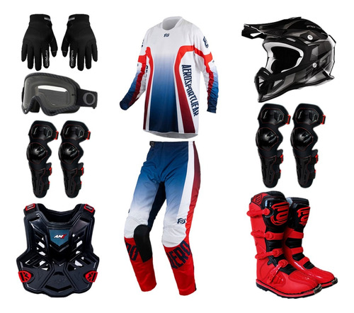 Kit Equipamento Completo Asw Jett Ims Motocross Trilha Verme