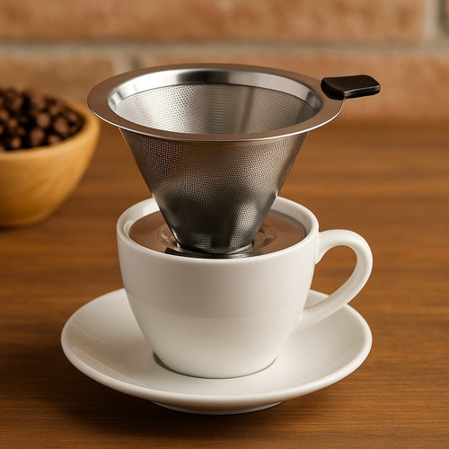 Coador De Café Mini Filtro Reutilizável Inox Chá Sem Papel