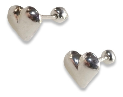 Aretes Broquel Corazón Abombado Mini Plata 925