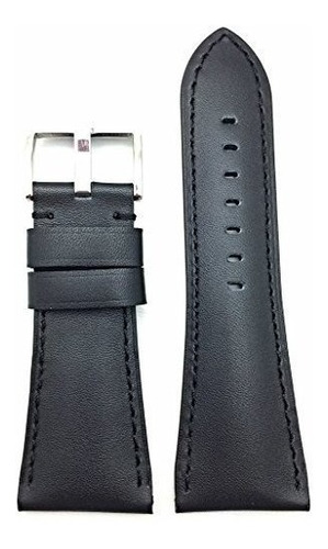 Banda De Reloj De Cuero Genuino 32mm Negro | Correa Para La