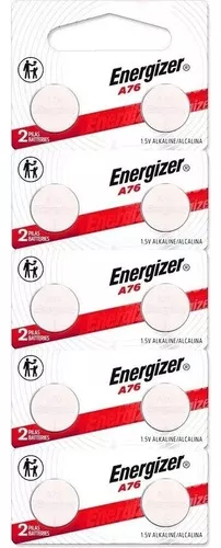 Pila botón Energizer A76 LR44 de 1.5V, 6 de cada una