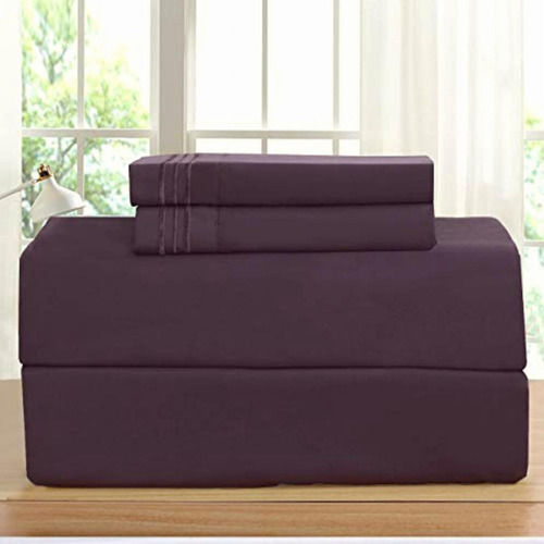 Elegant Comfort Fundas De Almohada 2 Pzs Púrpura, Standard Color Purpura Liso