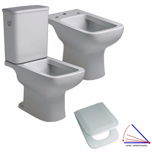 Combo Ferrum Trento Inodoro Largo + Deposito + Tapa + Bidet