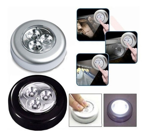 Luminaria Led Spot Sem Fio Luz Segurança Emergencia De Toque Cor Prateado Prata