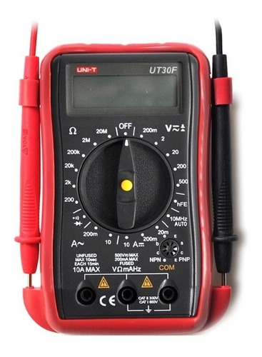 Multimetro Tester Digital Uni-t Ut30f Con Frecuencimetro Voltaje Diodos Continuidad Resistencia Hfe