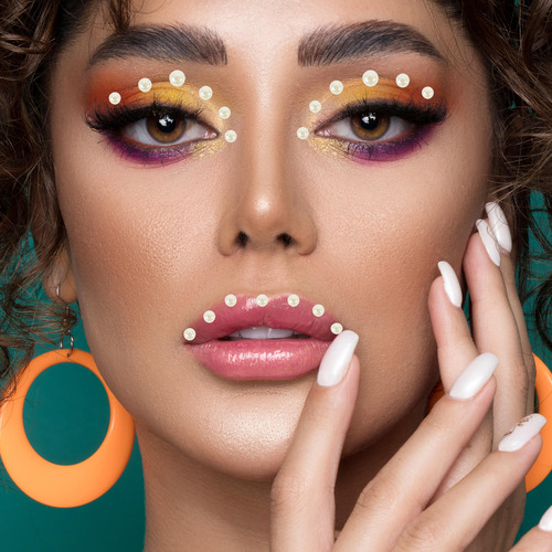 4 Hojas De Pegatinas Autoadhesivas En Forma De Perla Con Par