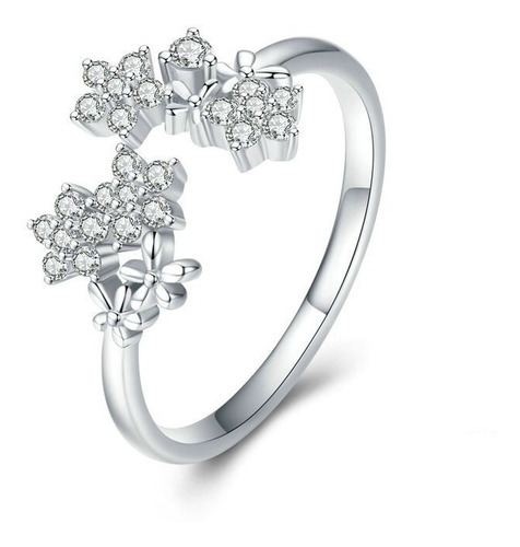 Anillo De Plata S925 Diseño Gypsophila Ajustable