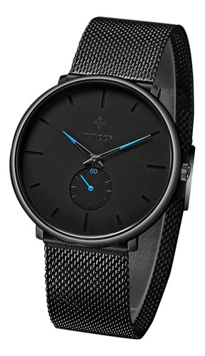 Reloj De Pulsera Para Hombre Esfera De Cuarzo Negro Dial