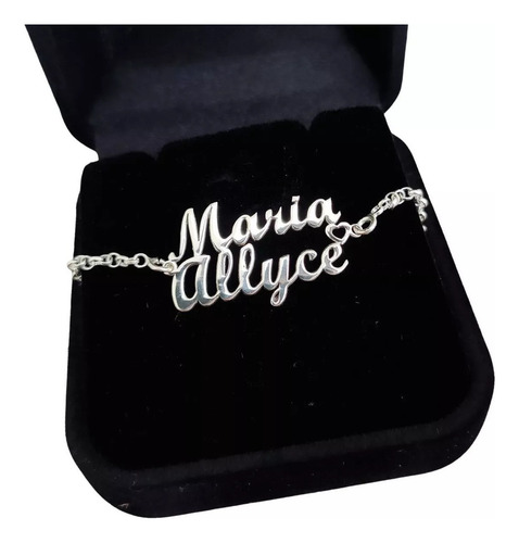 2 Pulseiras Infantil Prata 925 Nome Personalizado Manuscrito Diâmetro 13.5
