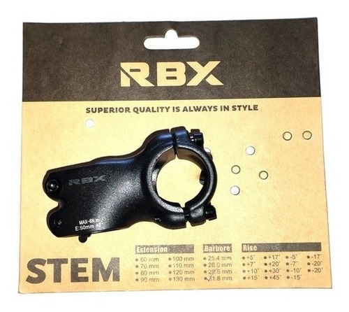 Tee De Bicicleta Mtb 31.8 X 50 Mm +0° Marca Rbx Negra 