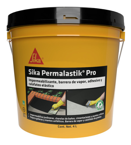 Sika Impermeabilizante Asfáltico Permalastik Pro 4 L Acabado Brillante Color Negro