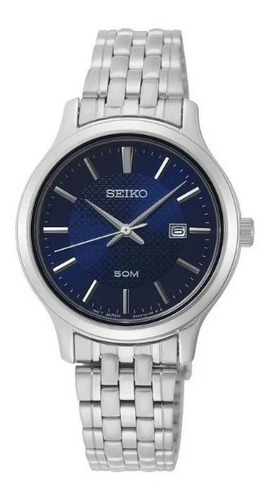 Reloj Seiko Dama Neo Classic Sur651p1 Wr 50m  Casiocentro Color De La Malla Plateado Color Del Bisel Plateado Color Del Fondo Azul