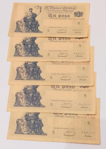 Billetes Antiguos Correlativos, Un Peso Moneda Nacional