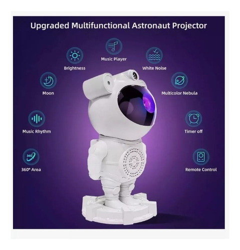 Lámpara Astronauta Proyector Estrellas Bocina Bluetooth Luz.