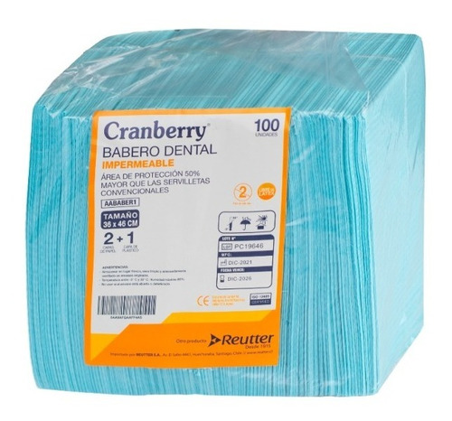 Babero Dental Impermeable Cranberry * 100 Unidades