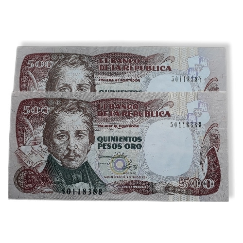 Colombia Duo Consecutivos 500 Pesos 1993sin Circular