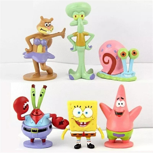 Bob Esponja Kit Com 6 Personagens Turma Pronta Entrega!