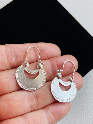 Aros De Plata 950 Mapuche Chaway 1 Media Luna Hecho A Mano
