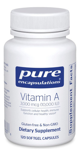 Vitamina A 3000 Mcg 10000 Iu Pure Encapsulations 120 Softgel