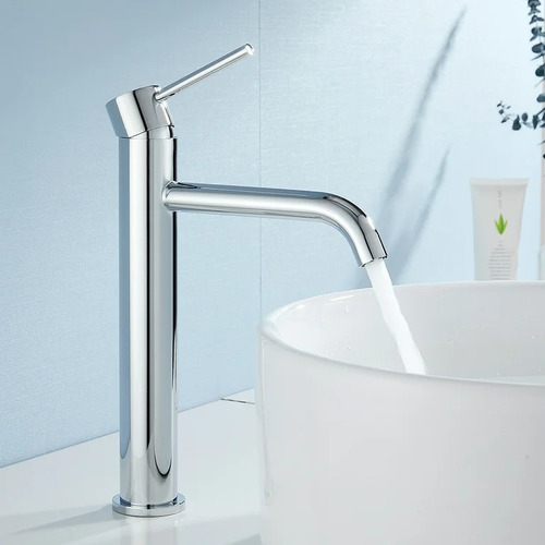Llave Mezcladora Monomando Metal Cromada Lavabo Con Manguera Acabado Cromado Color Cromado