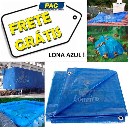 Imagem 4 de 5 de Lona Plástica Azul 14x14 Mts 300 Micras Com Ilhos C/ 1 Metro